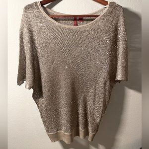 Glittery shimmery taupe brown top, shiny medium
